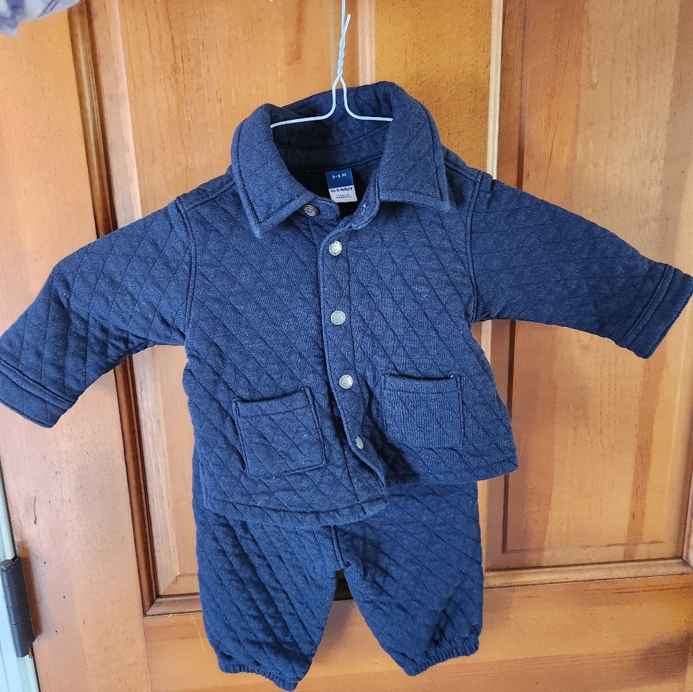 Quilted Navy Baby Outfit